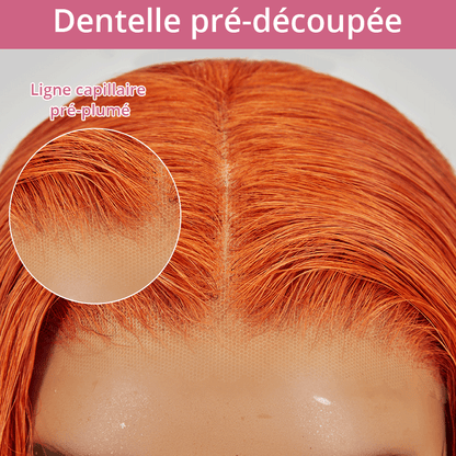 9x6 Glueless Attraction Du Regard Couleur Gingembre Perruque Sans Colle Lisse