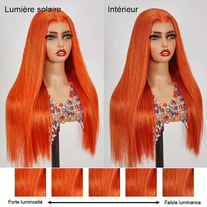9x6 Glueless Attraction Du Regard Couleur Gingembre Perruque Sans Colle Lisse
