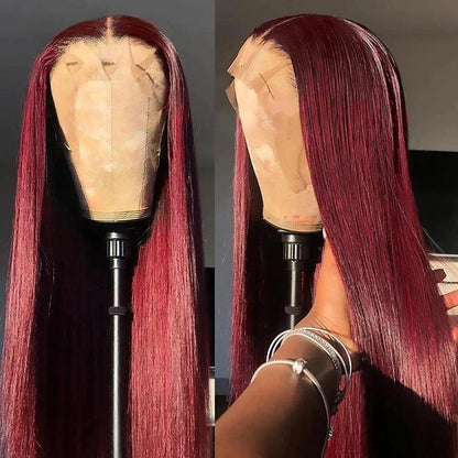13x4 99J Color Lace Front Perruques Cheveux Humains Brésilien Lisse - hjweavebeauty
