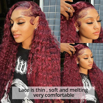 13x4 99J Lace Front Perruques Cheveux Humains Brésilien Bouclé - hjweavebeauty