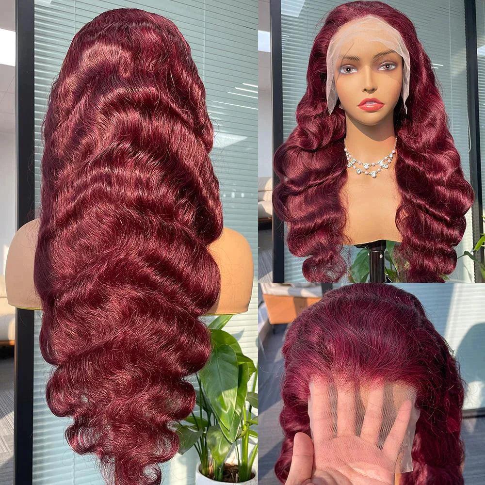 13x4 99J Lace Front Perruques Cheveux Humains Brésilien Tissage Body Wave - hjweavebeauty