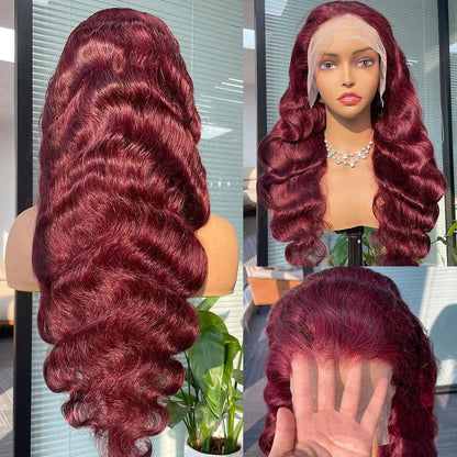 13x4 99J Lace Front Perruques Cheveux Humains Brésilien Tissage Body Wave - hjweavebeauty