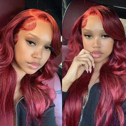 13x4 99J Lace Front Perruques Cheveux Humains Brésilien Tissage Body Wave - hjweavebeauty