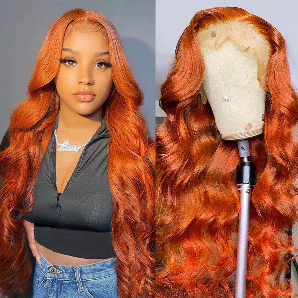 13x4 Ginger Lace Front Perruques Cheveux Humains Brésilien Body Wave Tissage - hjweavebeauty