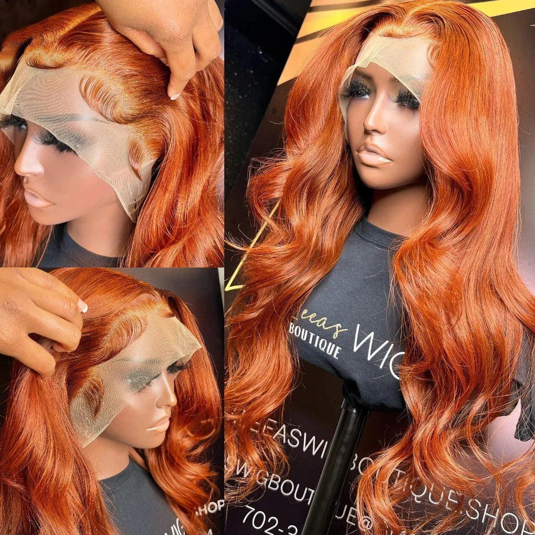 13x4 Ginger Lace Front Perruques Cheveux Humains Brésilien Body Wave Tissage - hjweavebeauty