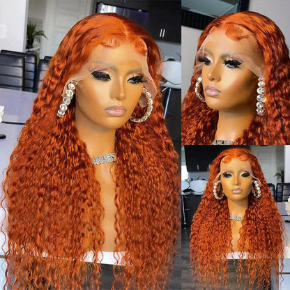 13x4 Ginger Lace Front Perruques Cheveux Humains Brésilien Deep Curly - hjweavebeauty