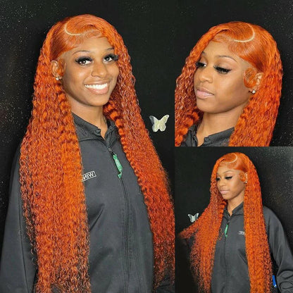 13x4 Ginger Lace Front Perruques Cheveux Humains Brésilien Deep Curly - hjweavebeauty