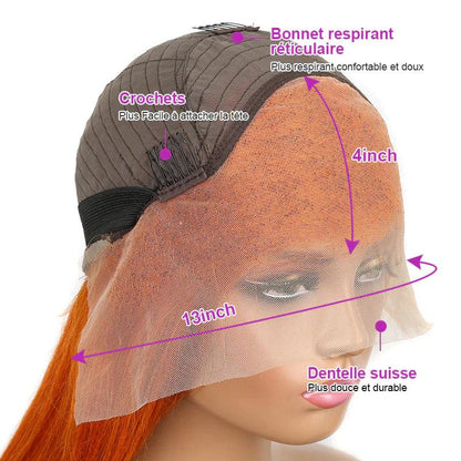 13x4 Ginger Lace Front Perruques Cheveux Humains Brésilien Deep Curly - hjweavebeauty
