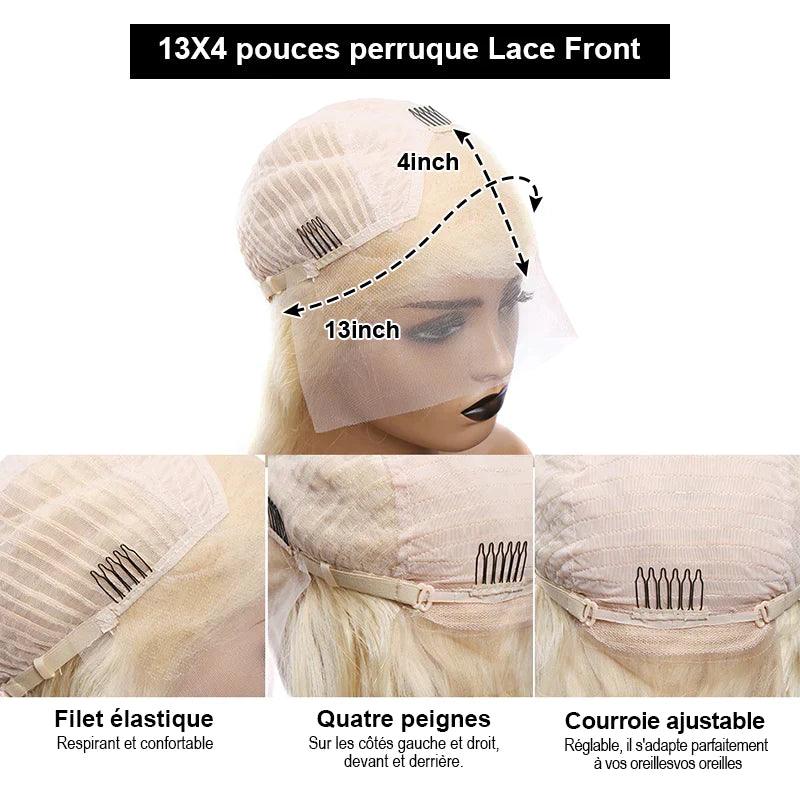 13x4 Perruques Blondes Droites Brésiliennes En Cheveux Humains - hjweavebeauty