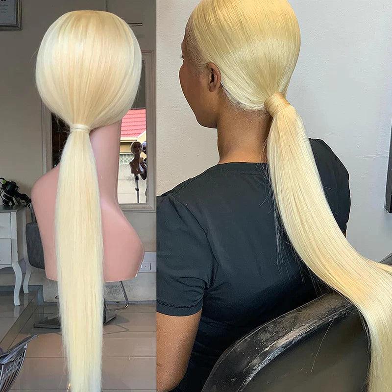 13x4 Perruques Blondes Droites Brésiliennes En Cheveux Humains - hjweavebeauty
