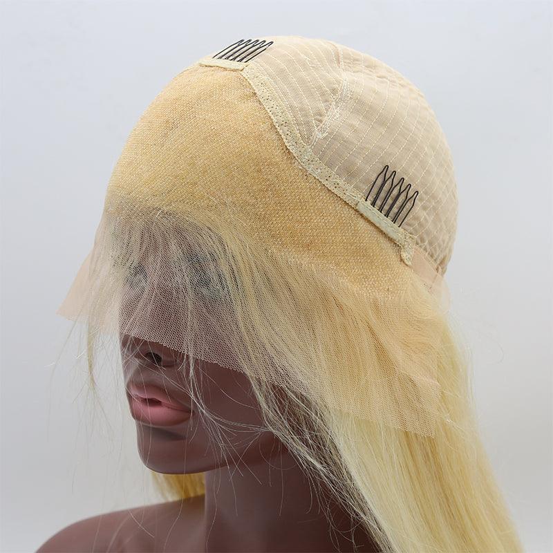 13x4 Perruques Colorées En Cheveux Humains Blond Foncé Brésilien Bouclé - hjweavebeauty