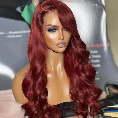13x4 Perruques de cheveux humains en dentelle de couleur rouge brésilienne body wave Tissage - hjweavebeauty