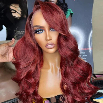 13x4 Perruques de cheveux humains en dentelle de couleur rouge brésilienne body wave Tissage - hjweavebeauty