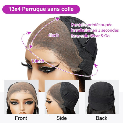 13X4 Glueless Perruque Sans Colle Wear Go Cheveux Humains Brésilien Lisse