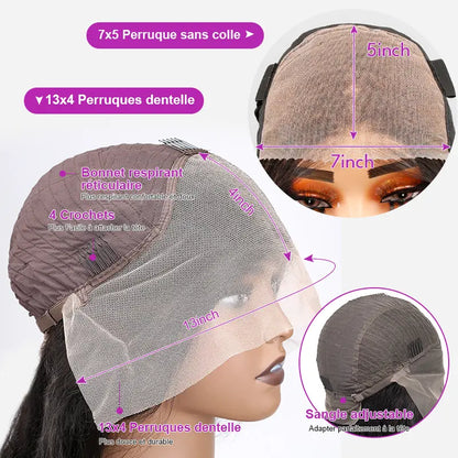 5x5 Glueless Perruques Sans Colle 1B