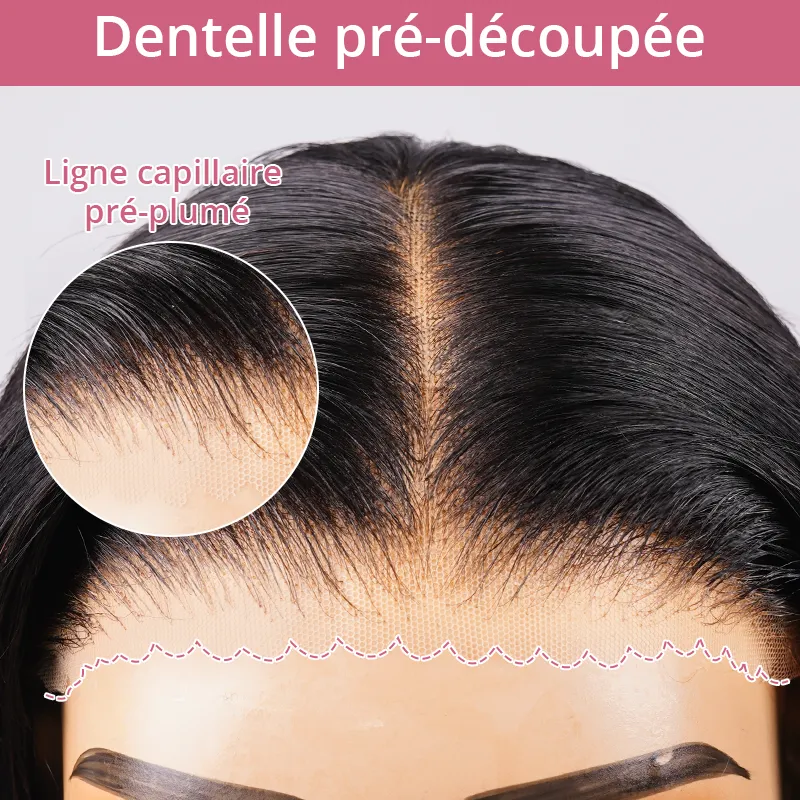 13x4 Glueless Pré-tresse Bob Perruque Sans Colle Dentelle Frontale Lisse
