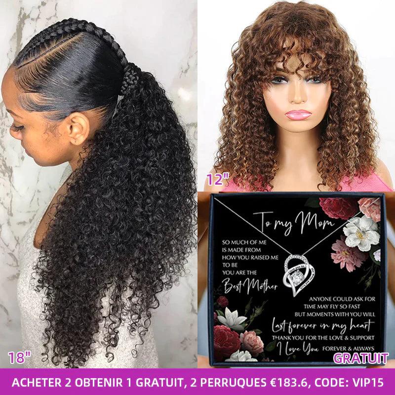 2 Brésilien Bouclé Perruques de Cheveux Humains Grande Vente Prix de gros - hjweavebeauty