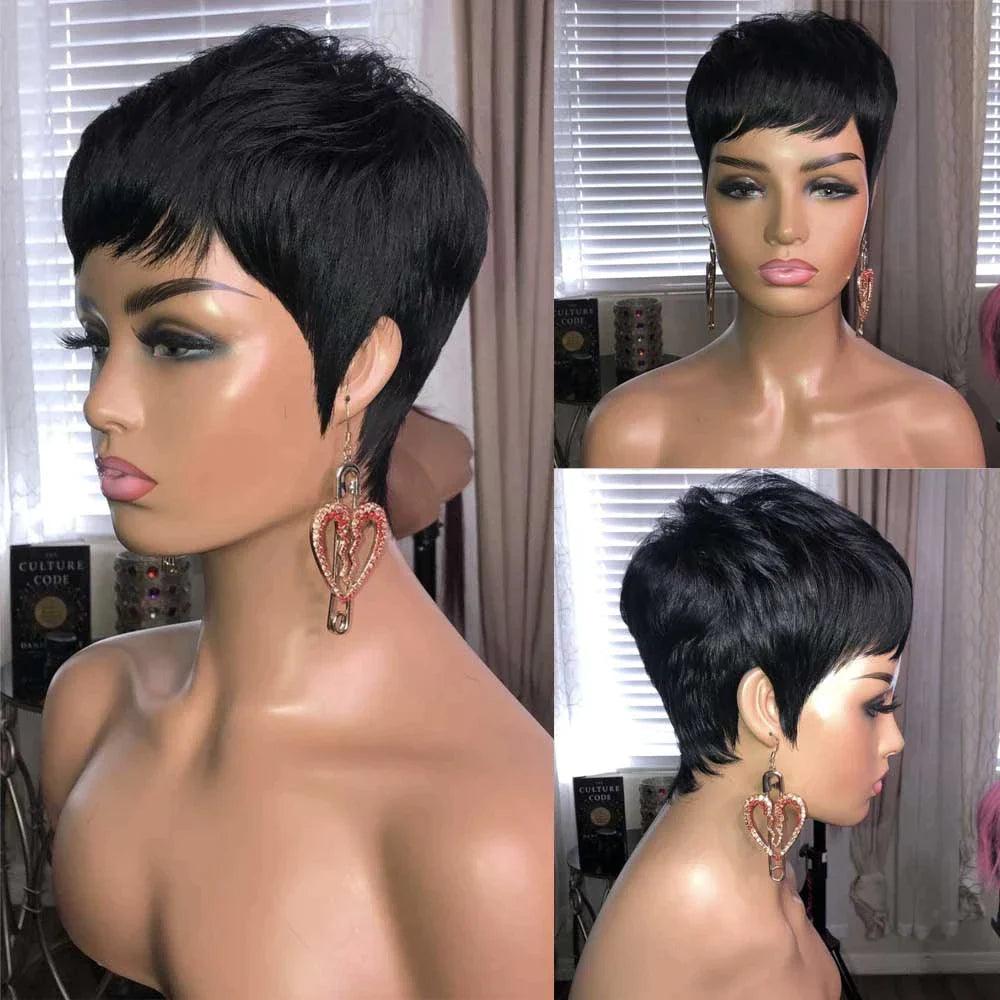 2 Perruques à Franges en Cheveux Brésiliens Bouclés 1 Perruque Pixie Gratuite - hjweavebeauty