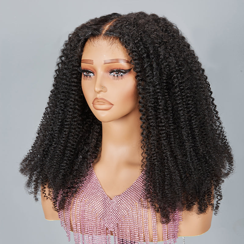 9x6 Glueless Kinky Curly Dentelle Pré-découpée Perruque Sans Colle