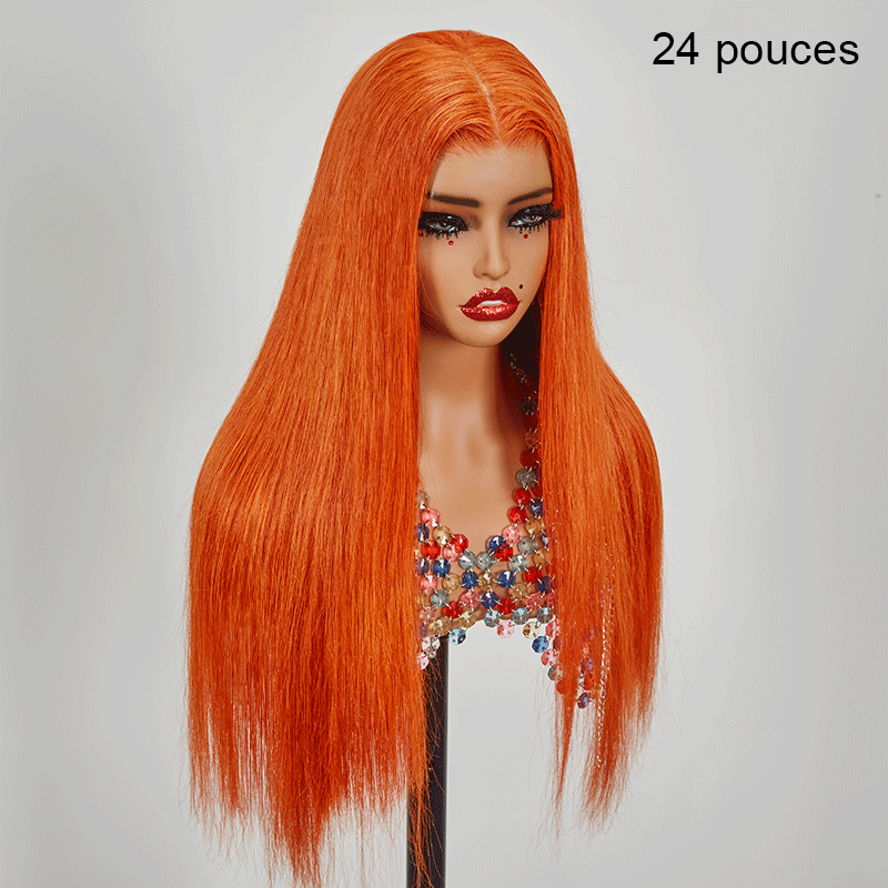 9x6 Glueless Attraction Du Regard Couleur Gingembre Perruque Sans Colle Lisse