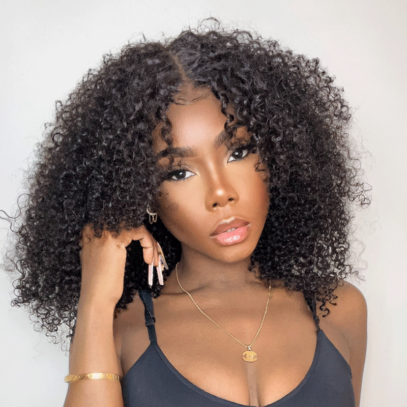 9x6 Glueless Rebondissement Kinky Curly Perruque Sans Colle 250%Densité