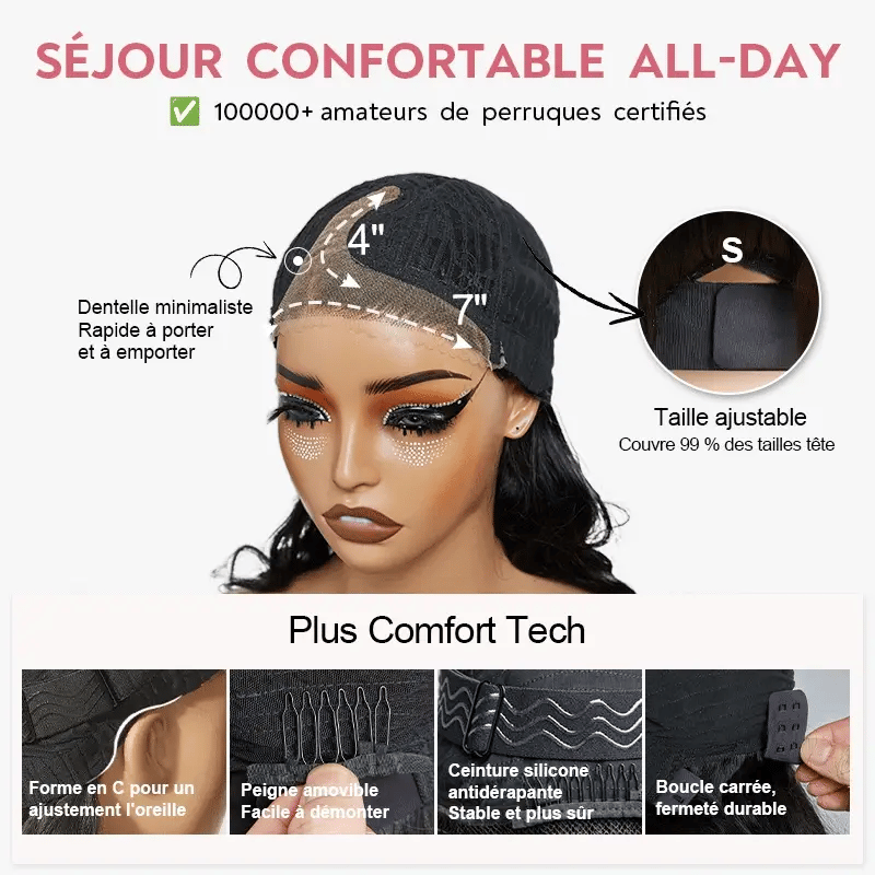 7x4 Glueless Elégant Ombre Gingembre Bob Perruque Sans Colle Water Wave