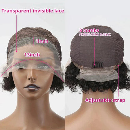 3 Perruques Coupe Pixie Cheveux Humains Brésiliens Bouclé - hjweavebeauty