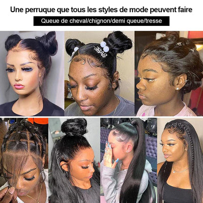 360 Lace Front Perruques Cheveux Humains Brésilienne Lisse - hjweavebeauty