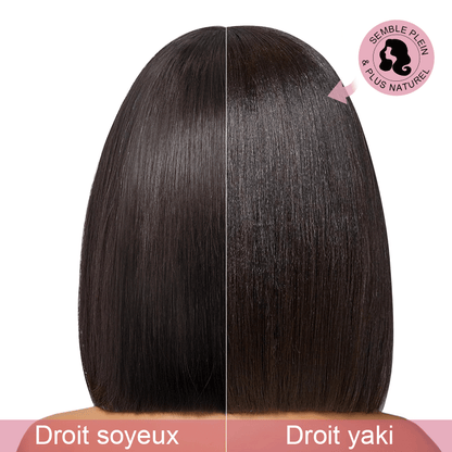9x6 Glueless Couche Yaki Lisse Bob Perruque Sans Colle Wear Go Pour Débutants