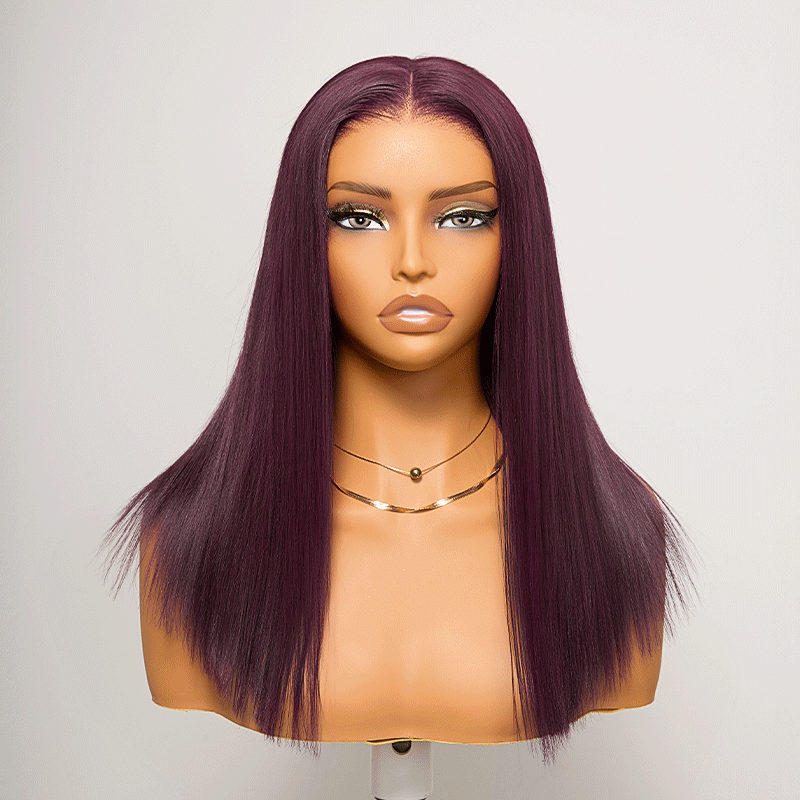 5x5 Glueless Dégradé Couleur 99J Bob Perruque Sans Colle Wear Go Lisse
