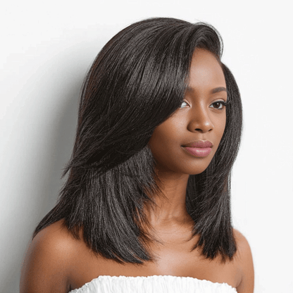 9x6 Glueless Couche Yaki Lisse Bob Perruque Sans Colle Wear Go Pour Débutants