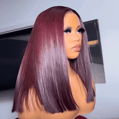 9x6 Glueless Dégradé Couleur 99J Bob Perruque Sans Colle Wear Go Lisse