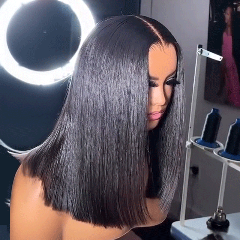 9x6 Glueless Dégradé Couleur 99J Bob Perruque Sans Colle Wear Go Lisse