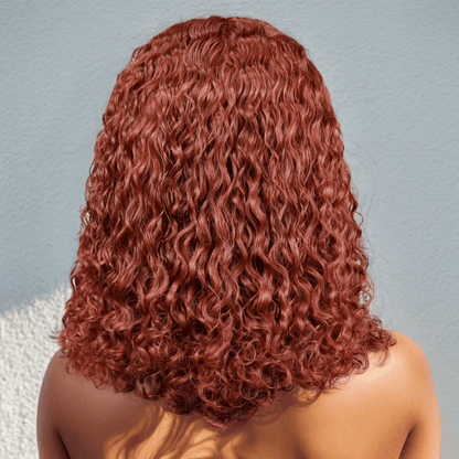 9x6 Glueless Brun Rougeâtre Bob Bouclée Perruque Sans Colle 3s Wear Go