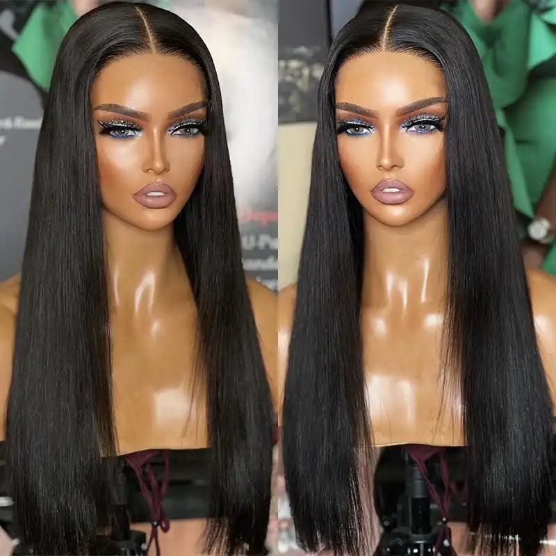 5X5 Glueless Perruque Sans Colle Wear Go Cheveux Humains Brésilien Lisse - hjweavebeauty