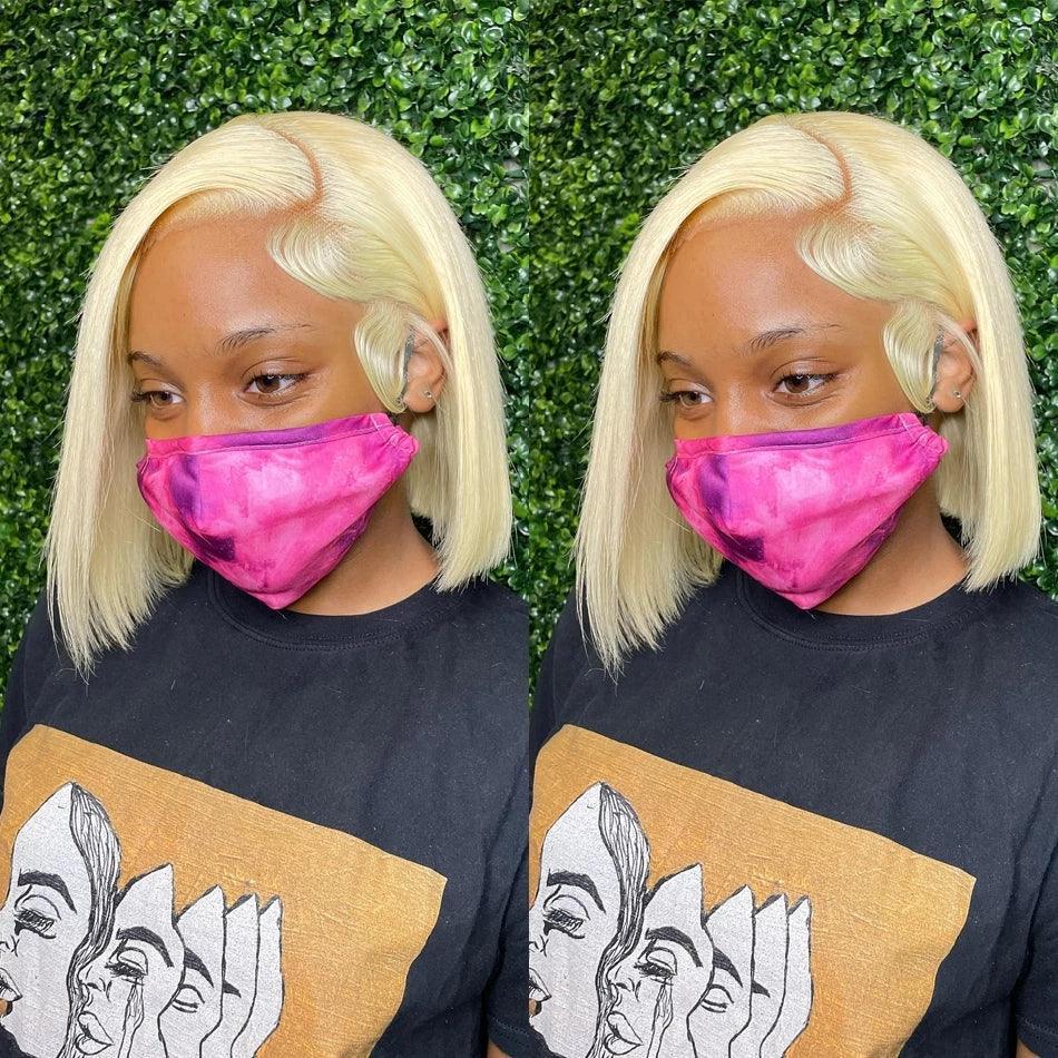 613 Blonde Bob Perruques Cheveux Humains Raides Brésiliens - hjweavebeauty