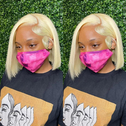 613 Blonde Bob Perruques Cheveux Humains Raides Brésiliens - hjweavebeauty