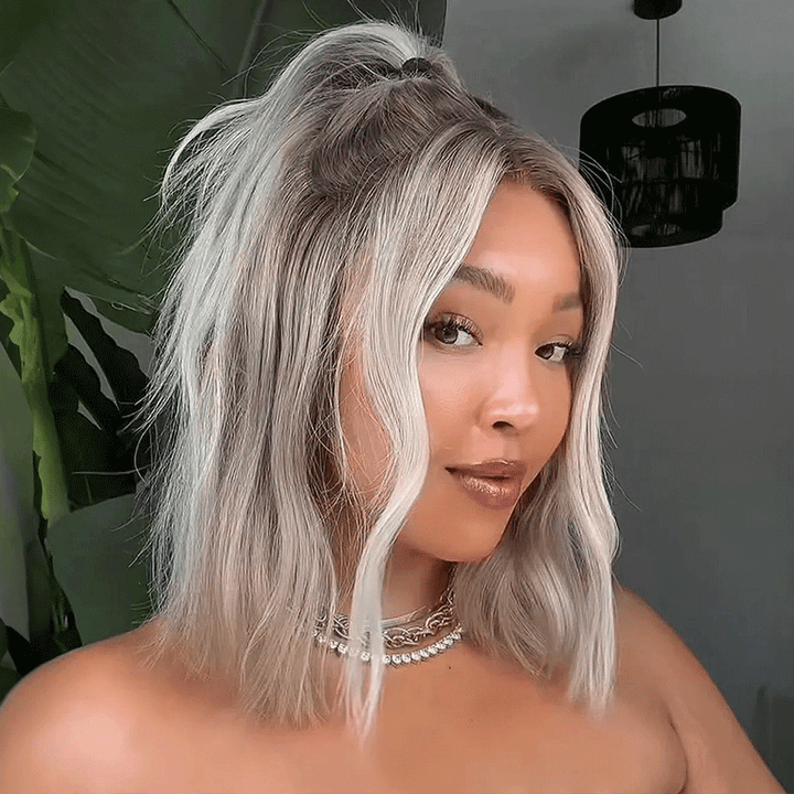 Last 5 Glueless Couleur Blonde Avec Un Brun Clair Subtil 13x4 Bob Perruque Sans Colle