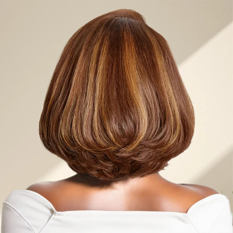 9x6 Couche C Partie Glueless Brun Blond Mixte/Naturel Bob Sans Colle