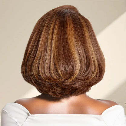 9x6 Couche C Partie Glueless Brun Blond Mixte/Naturel Bob Sans Colle