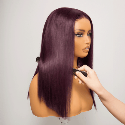 5x5 Glueless Dégradé Couleur 99J Bob Perruque Sans Colle Wear Go Lisse