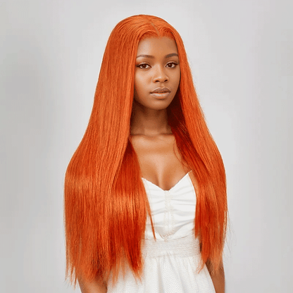 9x6 Glueless Attraction Du Regard Couleur Gingembre Perruque Sans Colle Lisse