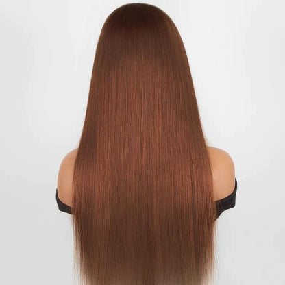 7x5 Glueless Perruques Sans Colle Brun Chocolat 13x4 Lace Front Cheveux Humains Brésilien Lisse - hjweavebeauty