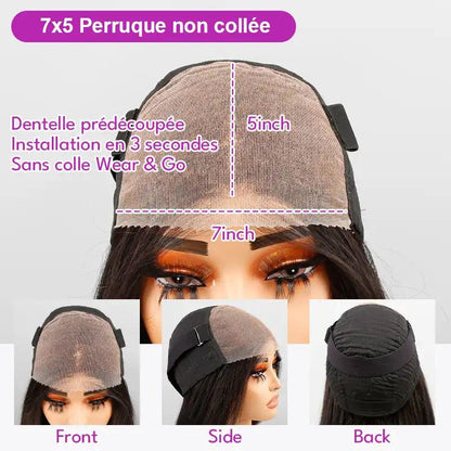 7x5 Glueless Perruques Sans Colle Rose Cheveux Humains Brésilien Body Wave - hjweavebeauty