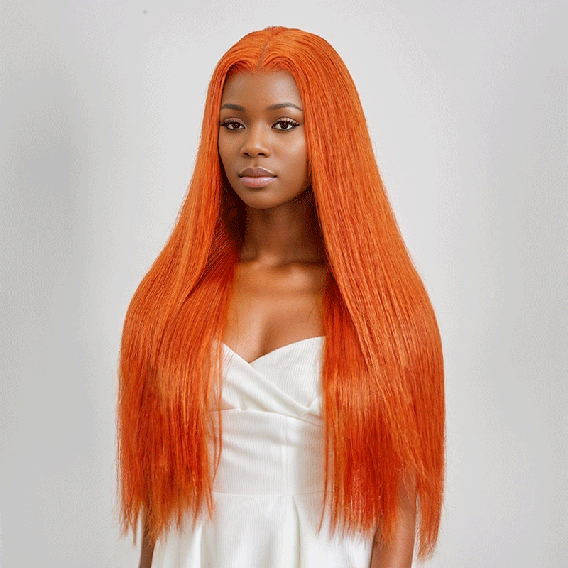 9x6 Glueless Attraction Du Regard Couleur Gingembre Perruque Sans Colle Lisse