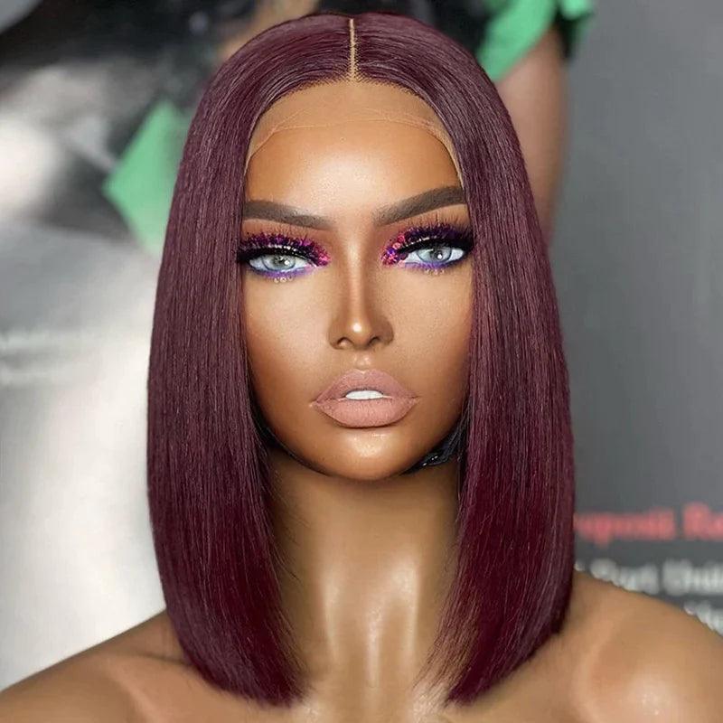 99J Couleur Bob Perruques Cheveux Humains Straight Brésiliens - hjweavebeauty