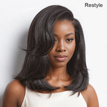 9x6 Glueless Couche Yaki Lisse Bob Perruque Sans Colle Wear Go Pour Débutants