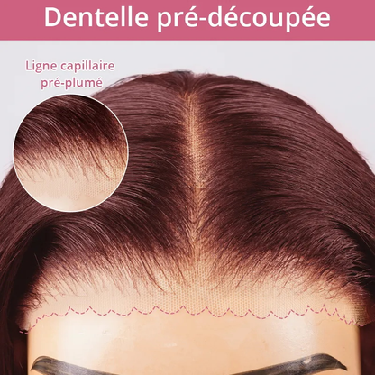 🔥Vente Flash 9x6 Glueless Pré-épilé Brun Rougeâtre Couleur Perruque Sans Colle Lisse