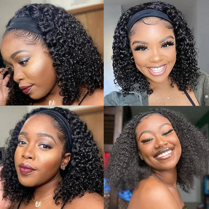 Bandeau Perruque Bob Cheveux Humains Brésiliens Bouclé - hjweavebeauty
