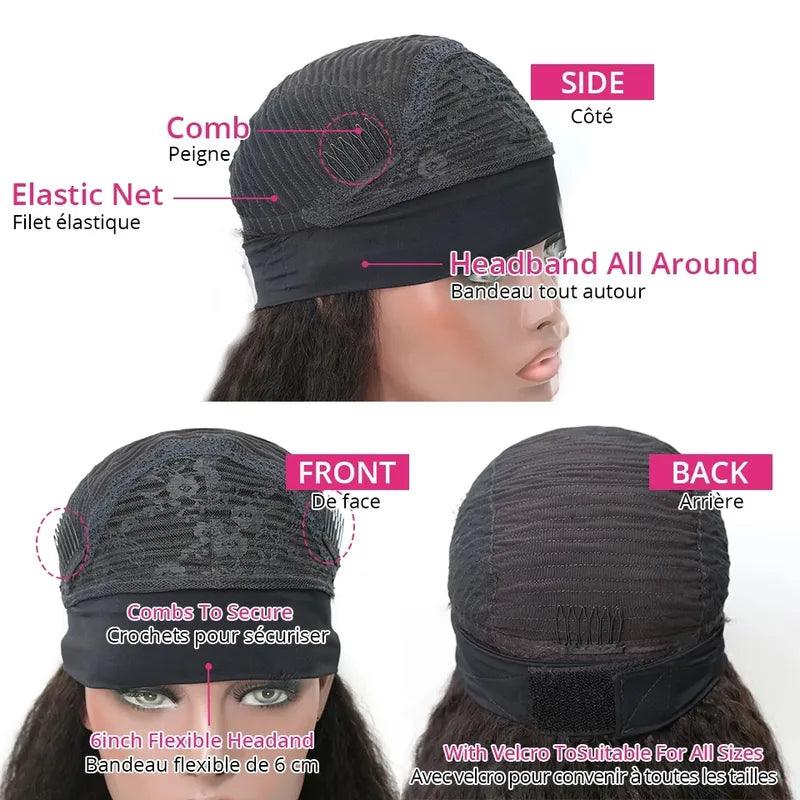 Court Ombre Bandeau Perruque Bob Cheveux Humains Brésiliens Bouclé - hjweavebeauty